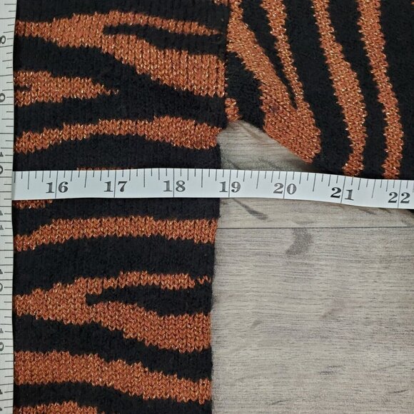 Ann Taylor Dress Womens Small Black Bronze Shimmer Zebra Print Sweater Knit NEW - Picture 9 of 10